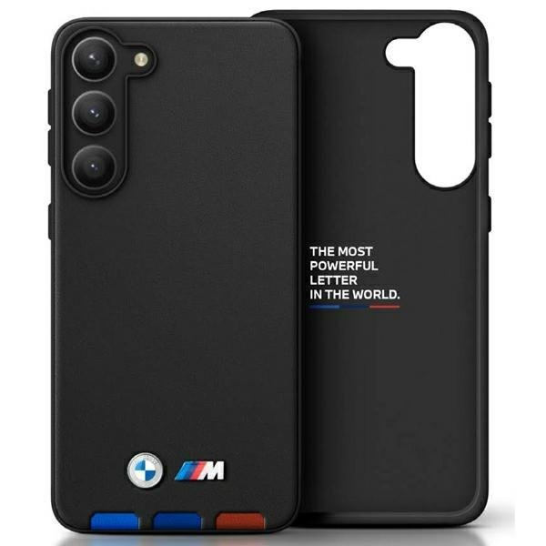 Dėklas BMW Leather Stamp Tricolor BMHCSA5422PTDK Samsung Galaxy A54 Juodas Dėklas BMW Leather Stamp Tricolor BMHCSA5422PTDK Samsung Galaxy A54 Juodas