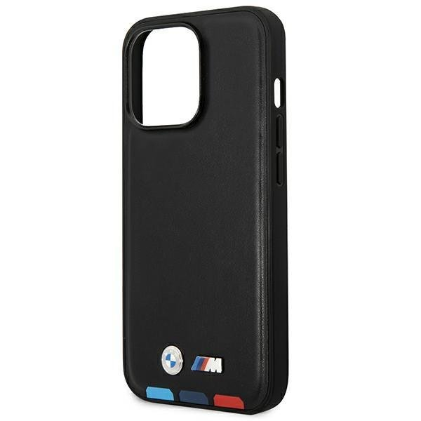 Dėklas BMW BMHMP14X22PTDK iPhone 14 Pro Max 6.7 "Juodas / Juodas Leather Stamp Tricolor Magsafe 5 Dėklas BMW BMHMP14X22PTDK iPhone 14 Pro Max 6.7 "Juodas / Juodas Leather Stamp Tricolor Magsafe 5