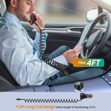 Automobilinis įkroviklis CC05 2 lizdų PD 60 W + USB-C kabelis – juodas 4 Automobilinis įkroviklis CC05 2 lizdų PD 60 W + USB-C kabelis – juodas 4
