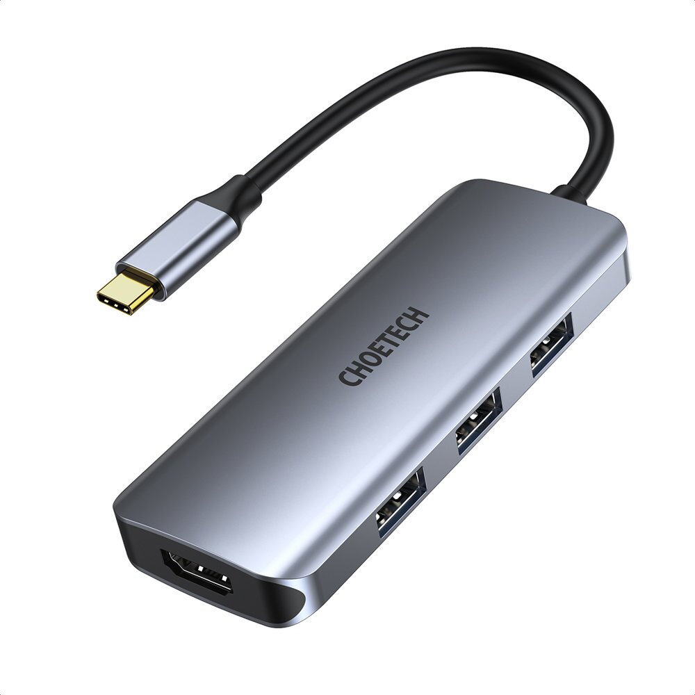 Akcija! Jungčių Daugintuvas Choetech 7in1 multifunctional USB Type C HUB - 3x USB 3.2 Gen 1 / SD ir TF atminties kortelės skaitytuvas / HDMI 4K 30Hz / USB Type C Pilkas (HUB-M19 gray) Akcija! Jungčių Daugintuvas Choetech 7in1 multifunctional USB Type C HUB - 3x USB 3.2 Gen 1 / SD ir TF atminties kortelės skaitytuvas / HDMI 4K 30Hz / USB Type C Pilkas (HUB-M19 gray)