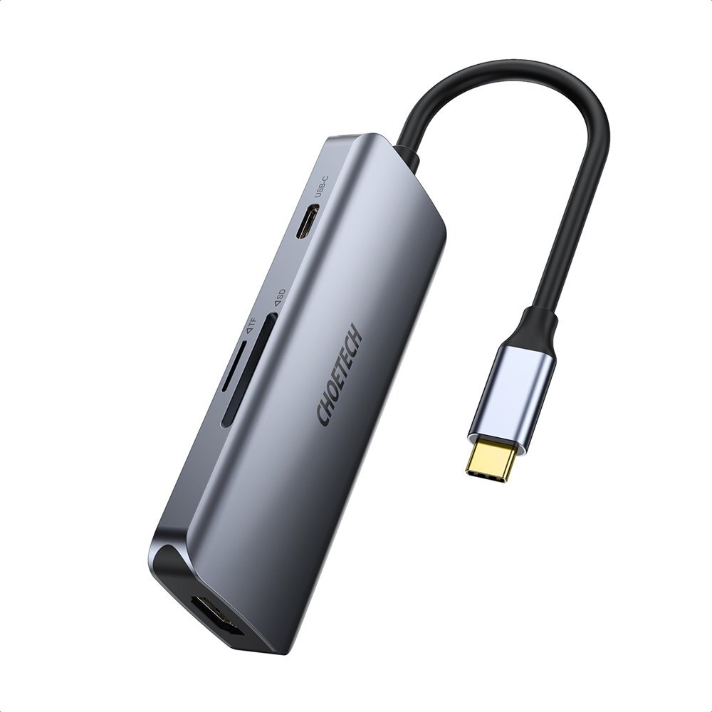 Akcija! Jungčių Daugintuvas Choetech 7in1 multifunctional USB Type C HUB - 3x USB 3.2 Gen 1 / SD ir TF atminties kortelės skaitytuvas / HDMI 4K 30Hz / USB Type C Pilkas (HUB-M19 gray) 1 Akcija! Jungčių Daugintuvas Choetech 7in1 multifunctional USB Type C HUB - 3x USB 3.2 Gen 1 / SD ir TF atminties kortelės skaitytuvas / HDMI 4K 30Hz / USB Type C Pilkas (HUB-M19 gray) 1