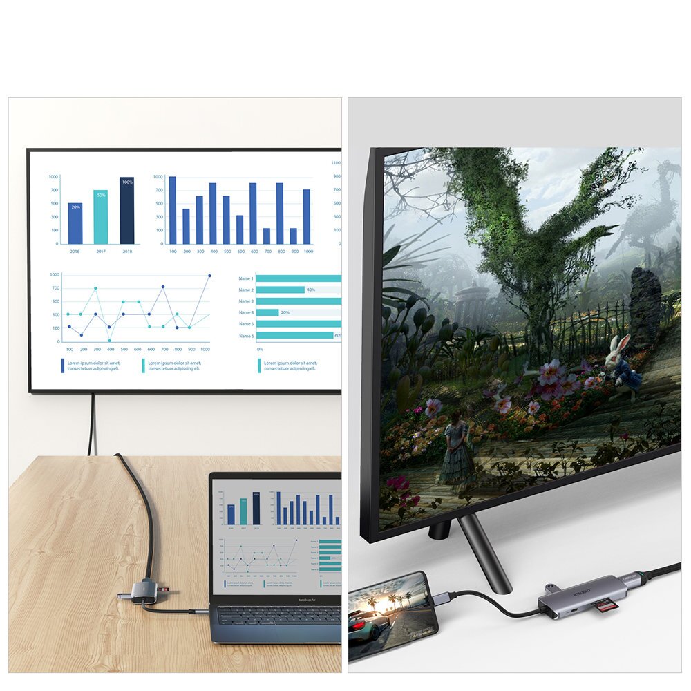 Akcija! Jungčių Daugintuvas Choetech 7in1 multifunctional USB Type C HUB - 3x USB 3.2 Gen 1 / SD ir TF atminties kortelės skaitytuvas / HDMI 4K 30Hz / USB Type C Pilkas (HUB-M19 gray) 5 Akcija! Jungčių Daugintuvas Choetech 7in1 multifunctional USB Type C HUB - 3x USB 3.2 Gen 1 / SD ir TF atminties kortelės skaitytuvas / HDMI 4K 30Hz / USB Type C Pilkas (HUB-M19 gray) 5