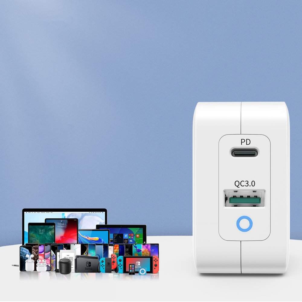 Įkroviklis Choetech GaN USB Type C PD USB-A QC3.0 65W 3,25A Baltas (PD8002) 5 Įkroviklis Choetech GaN USB Type C PD USB-A QC3.0 65W 3,25A Baltas (PD8002) 5