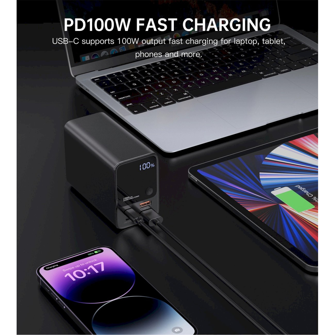 Choetech B635BK USB-A / USB-C Powerbank 22.5W 27000mAh – juodas 5 Choetech B635BK USB-A / USB-C Powerbank 22.5W 27000mAh – juodas 5