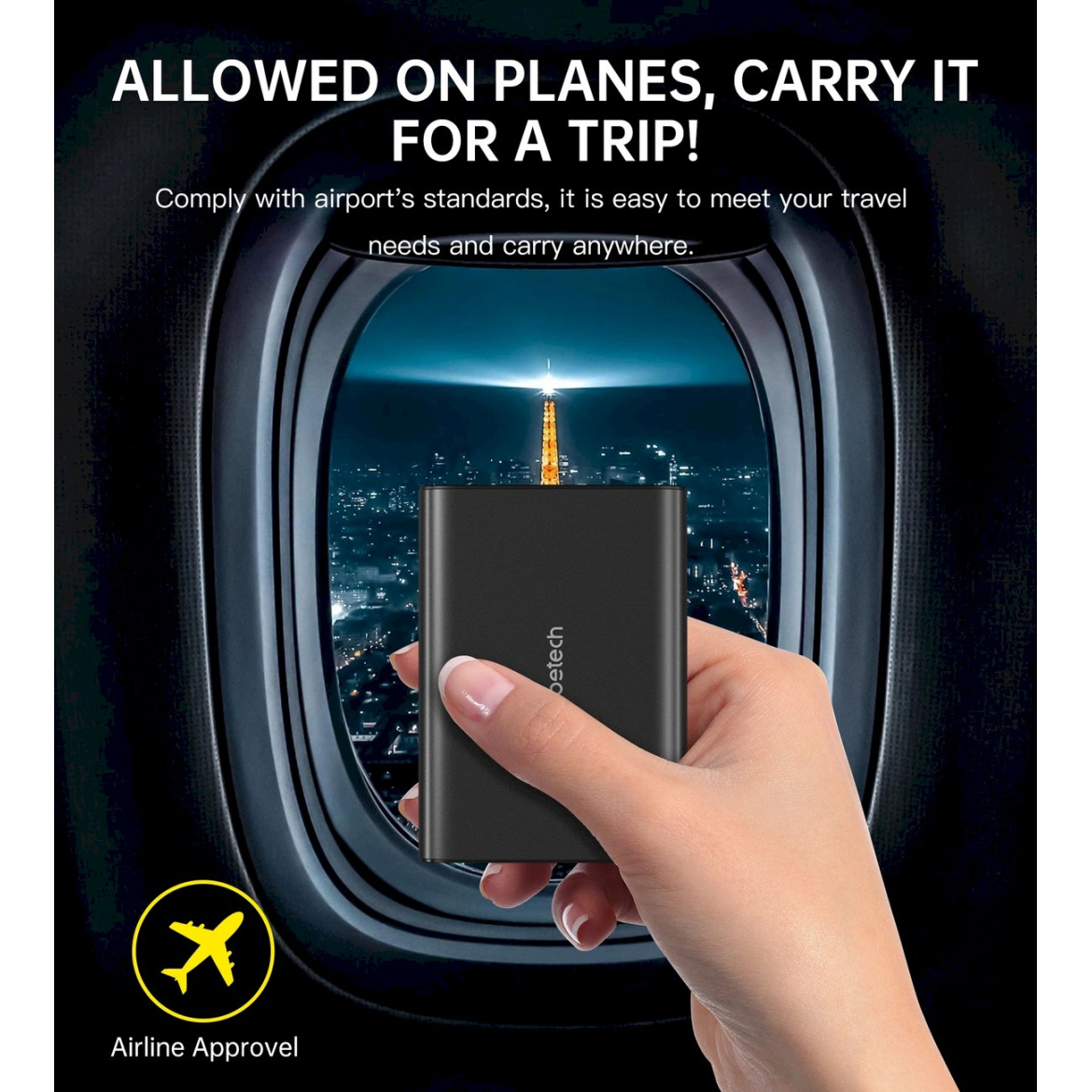 Choetech B635BK USB-A / USB-C Powerbank 22.5W 27000mAh – juodas 6 Choetech B635BK USB-A / USB-C Powerbank 22.5W 27000mAh – juodas 6