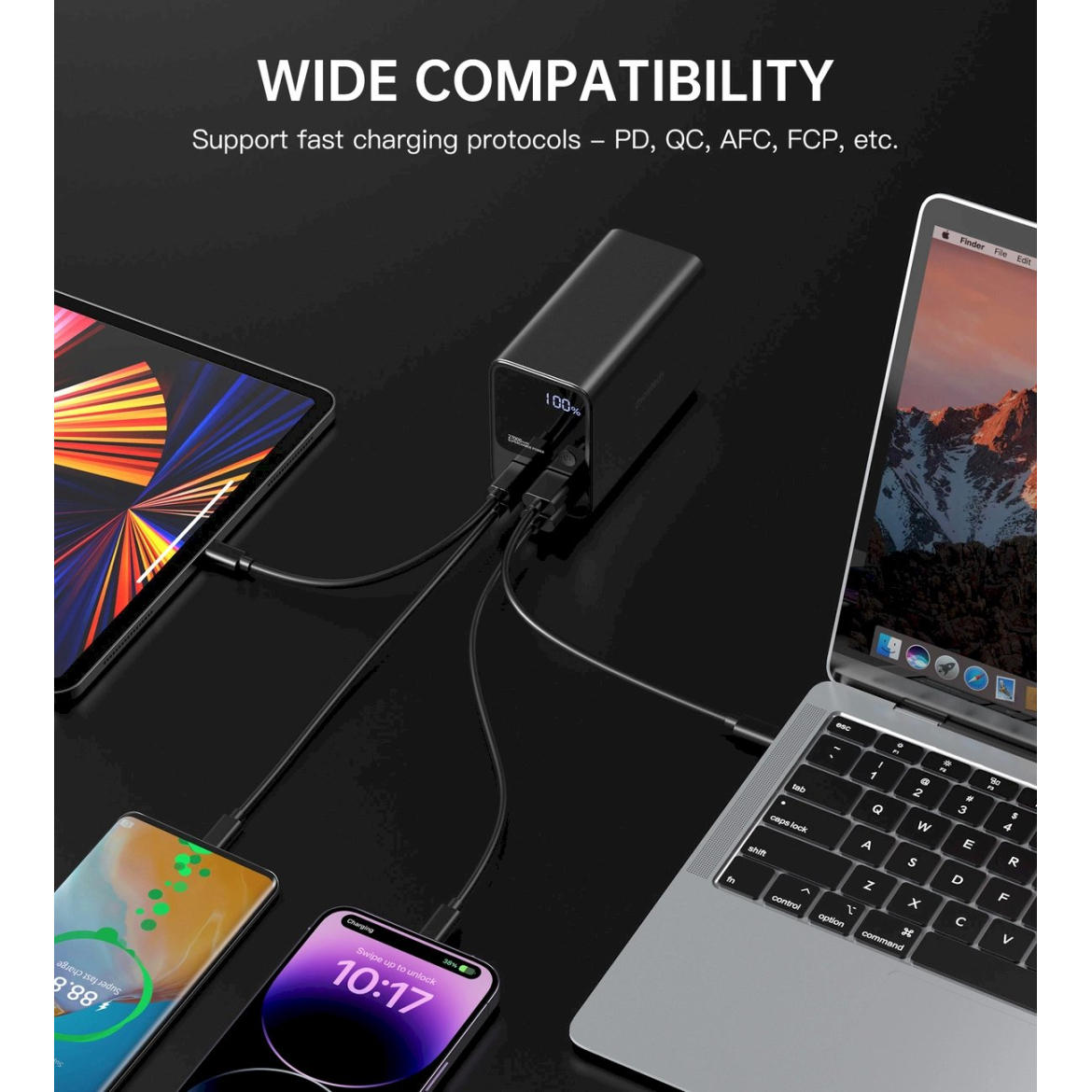 Choetech B635BK USB-A / USB-C Powerbank 22.5W 27000mAh – juodas 7