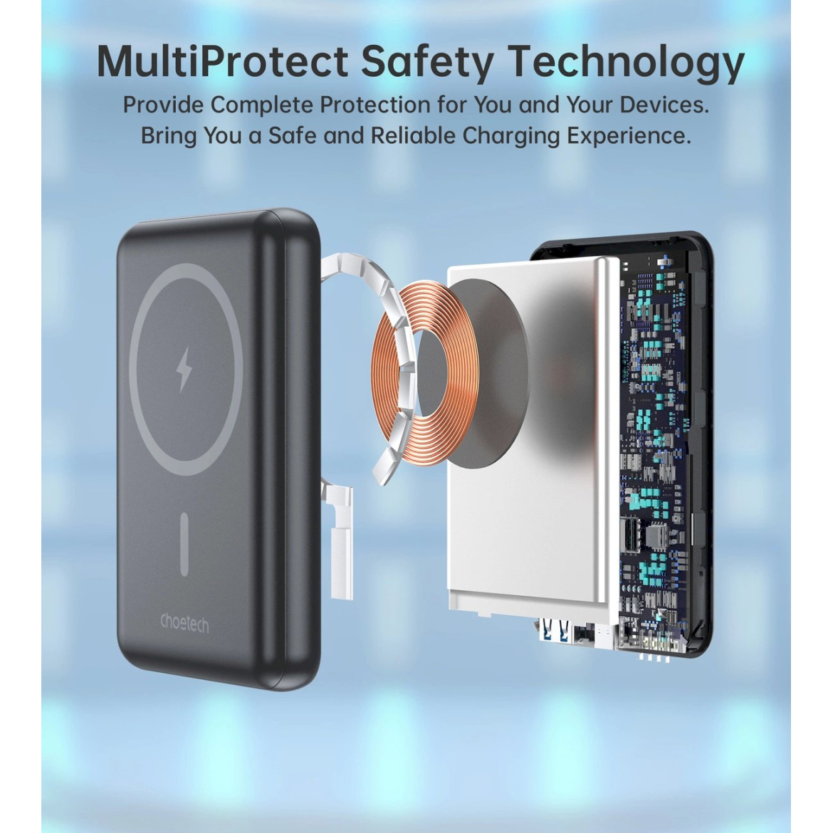 Choetech B662 belaidis MagSafe 5000mAh Powerbank – juodas 7