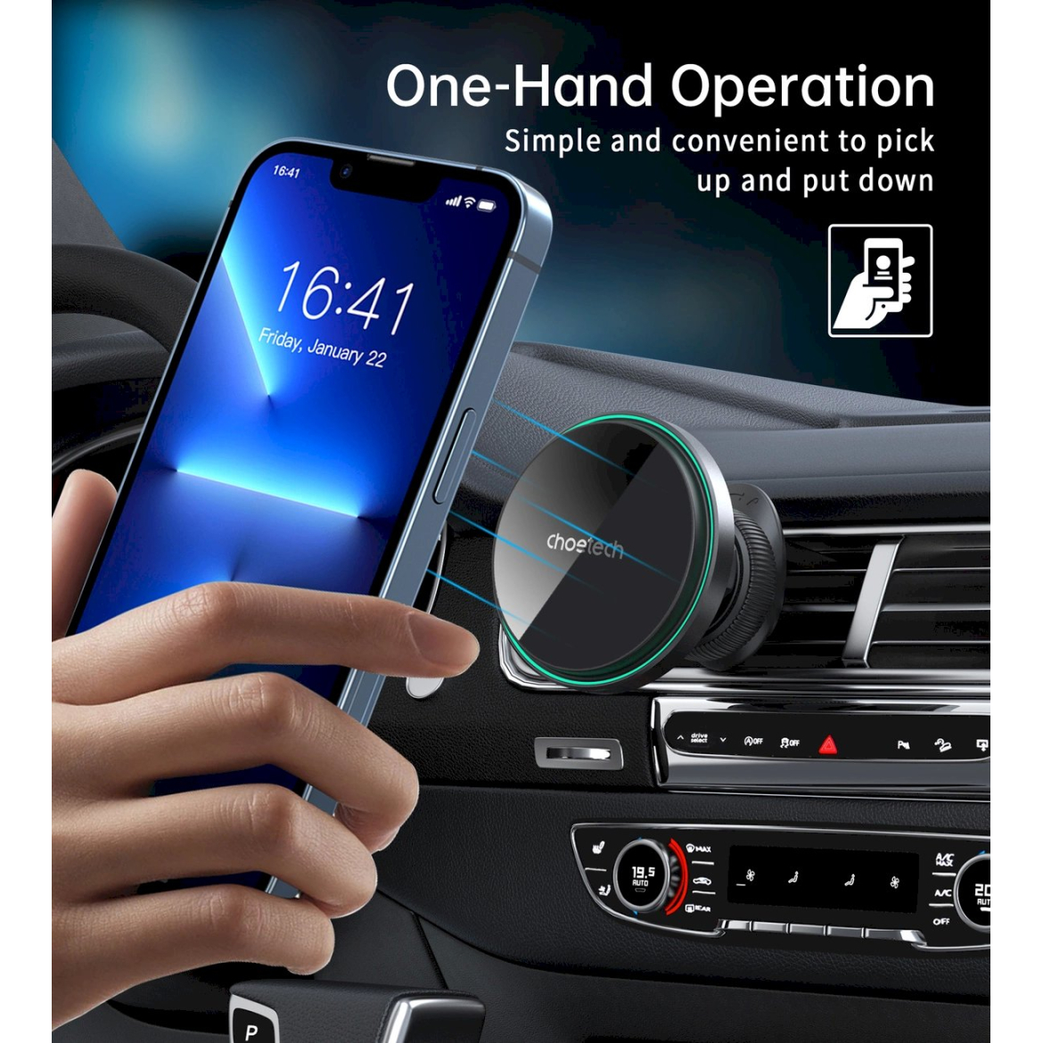 Choetech T204-F magnetic Automobilinis laikiklis15W wireless charging - Juodas 3 Choetech T204-F magnetic Automobilinis laikiklis15W wireless charging - Juodas 3