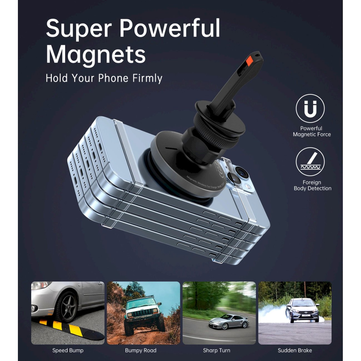 Choetech T204-F magnetic Automobilinis laikiklis15W wireless charging - Juodas 8