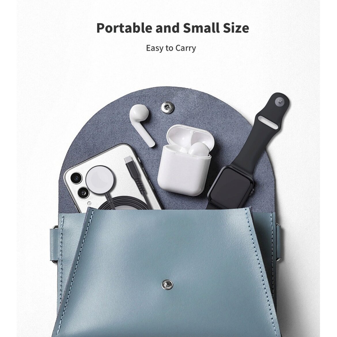 Choetech T319 MFI 5W wireless Įkroviklis  Apple Watch + USB-C Kabelis - Juodas 5