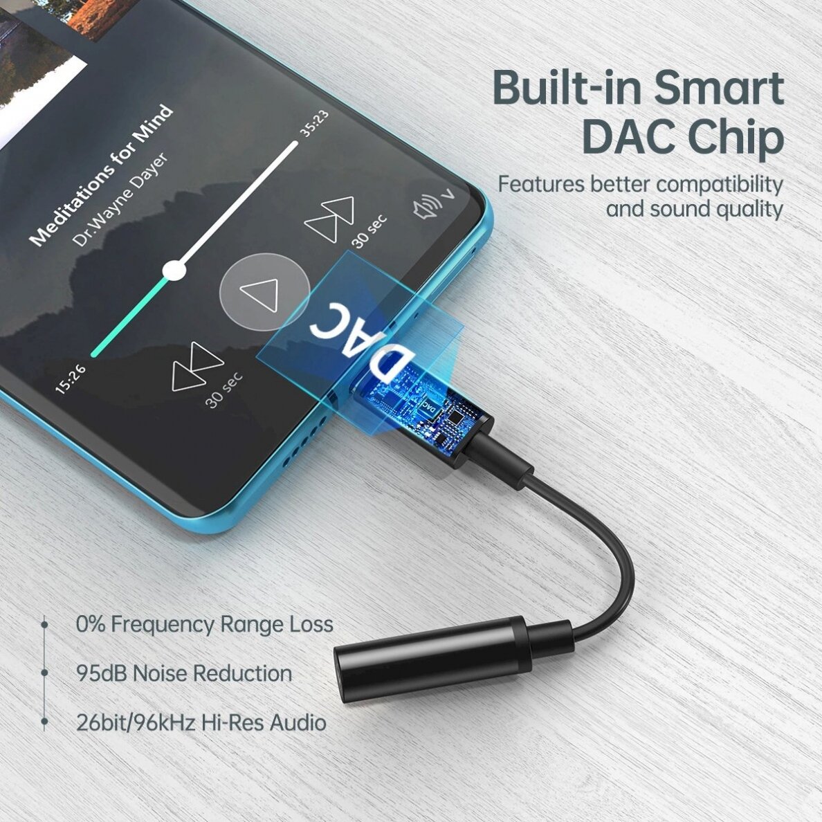 Choetech AUX003 USB-C / DC 3.5mm audio adapter - Juodas 5