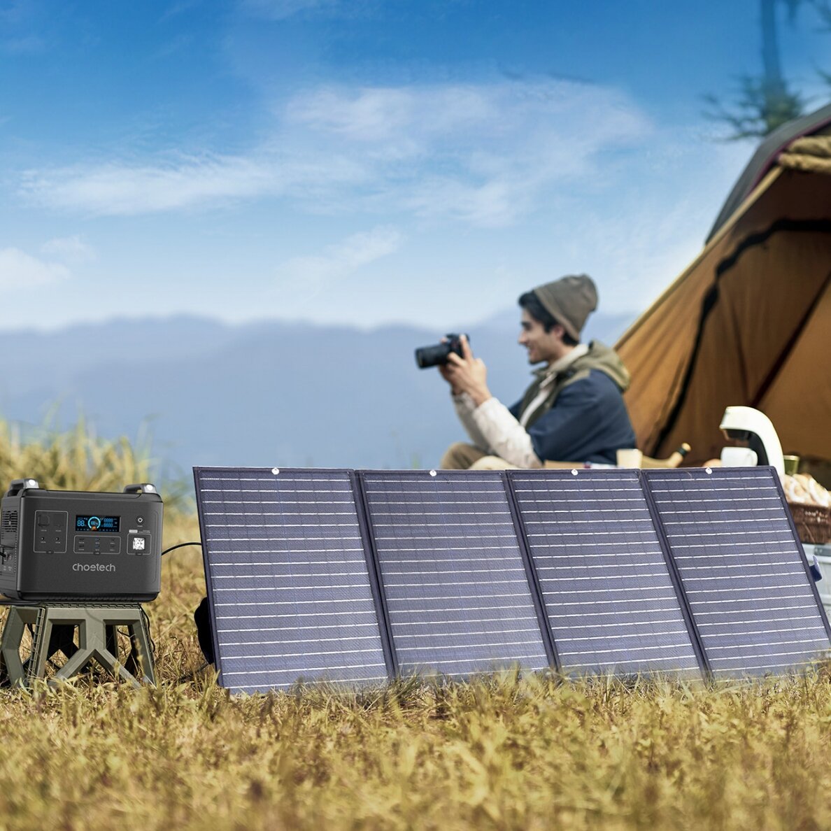 Choetech foldable solar charger 160W Juodas (SC010) 6 Choetech foldable solar charger 160W Juodas (SC010) 6