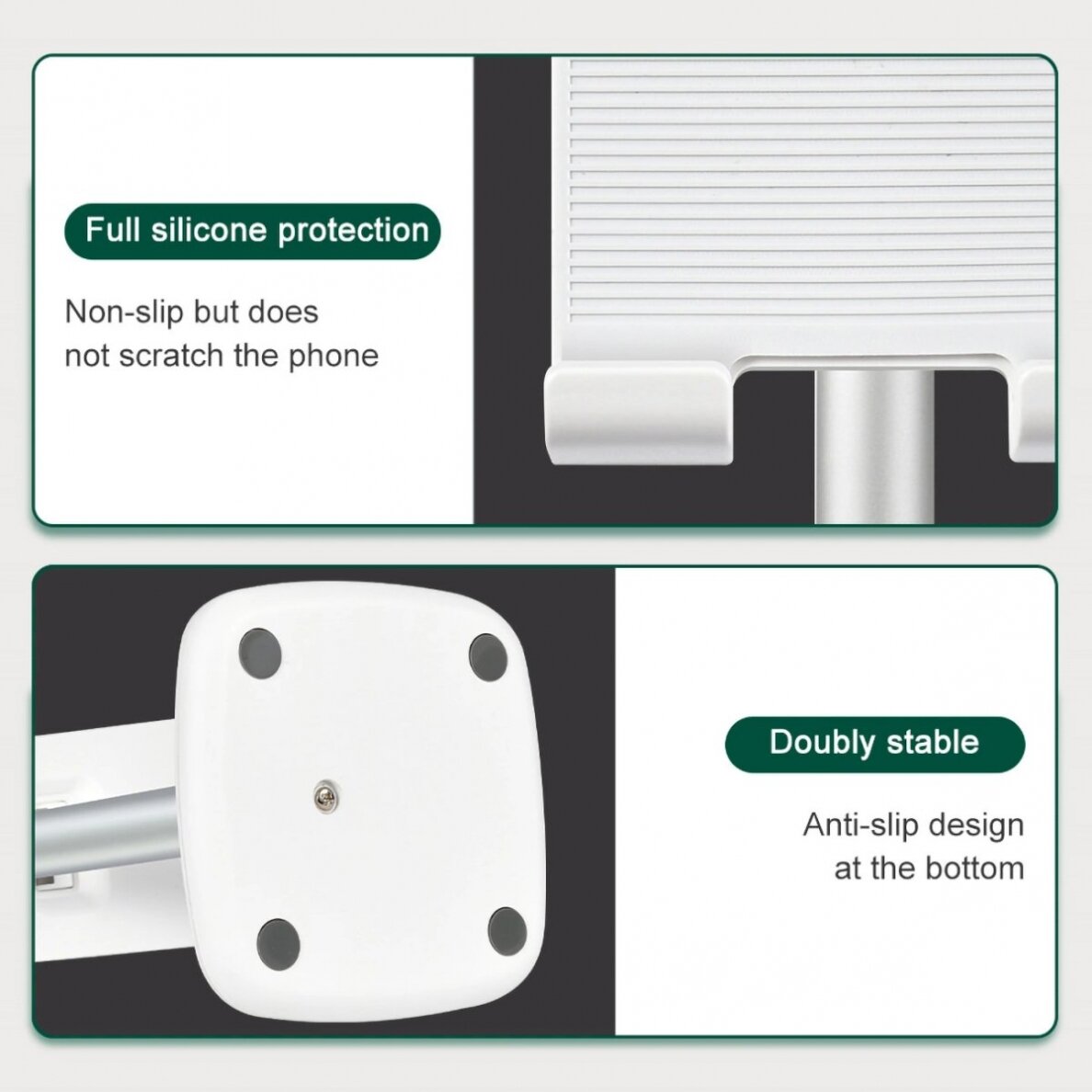 Choetech H035 aluminum stand a phone or tabletadjustment - baltas silver 13 Choetech H035 aluminum stand a phone or tabletadjustment - baltas silver 13