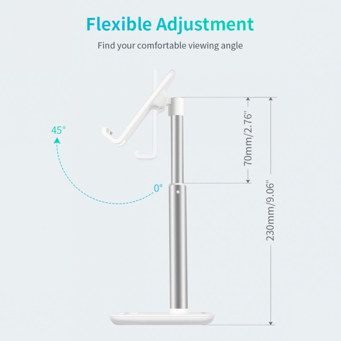 Choetech H035 aluminum stand a phone or tabletadjustment - baltas silver 5 Choetech H035 aluminum stand a phone or tabletadjustment - baltas silver 5