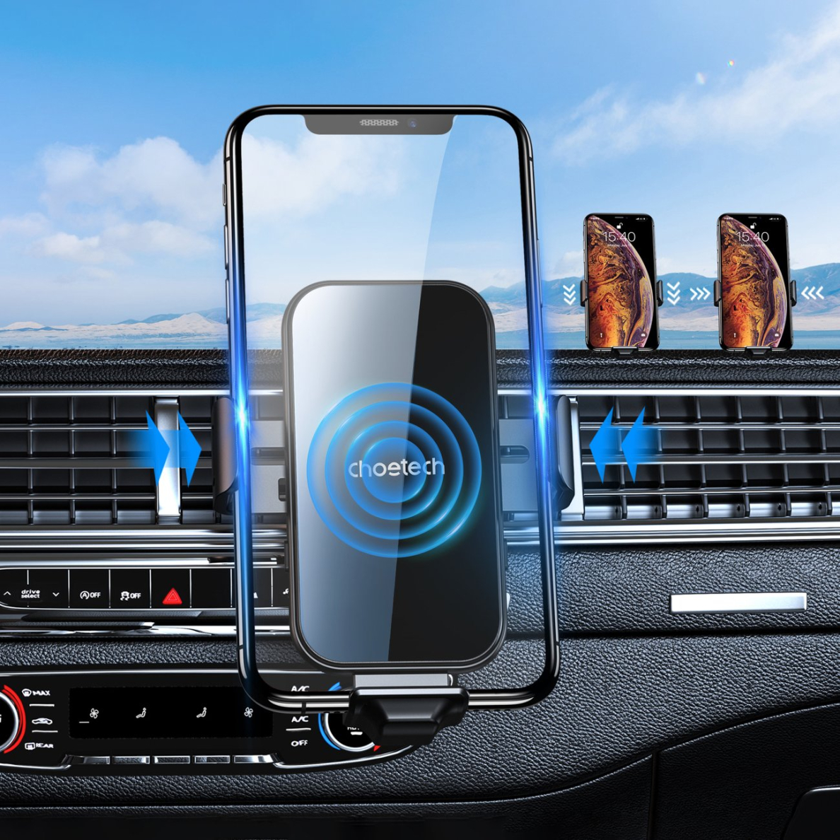 Laikiklis Choetech induction charger with holder + magnetic tips Juodas (T201-F) 5 Laikiklis Choetech induction charger with holder + magnetic tips Juodas (T201-F) 5