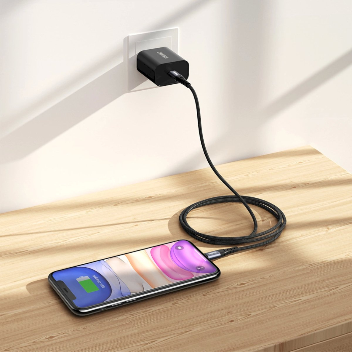 Choetech IP0041 USB-C / Lightning MFi 480Mb/s 3A 2 m Kabelis - Juodas 9