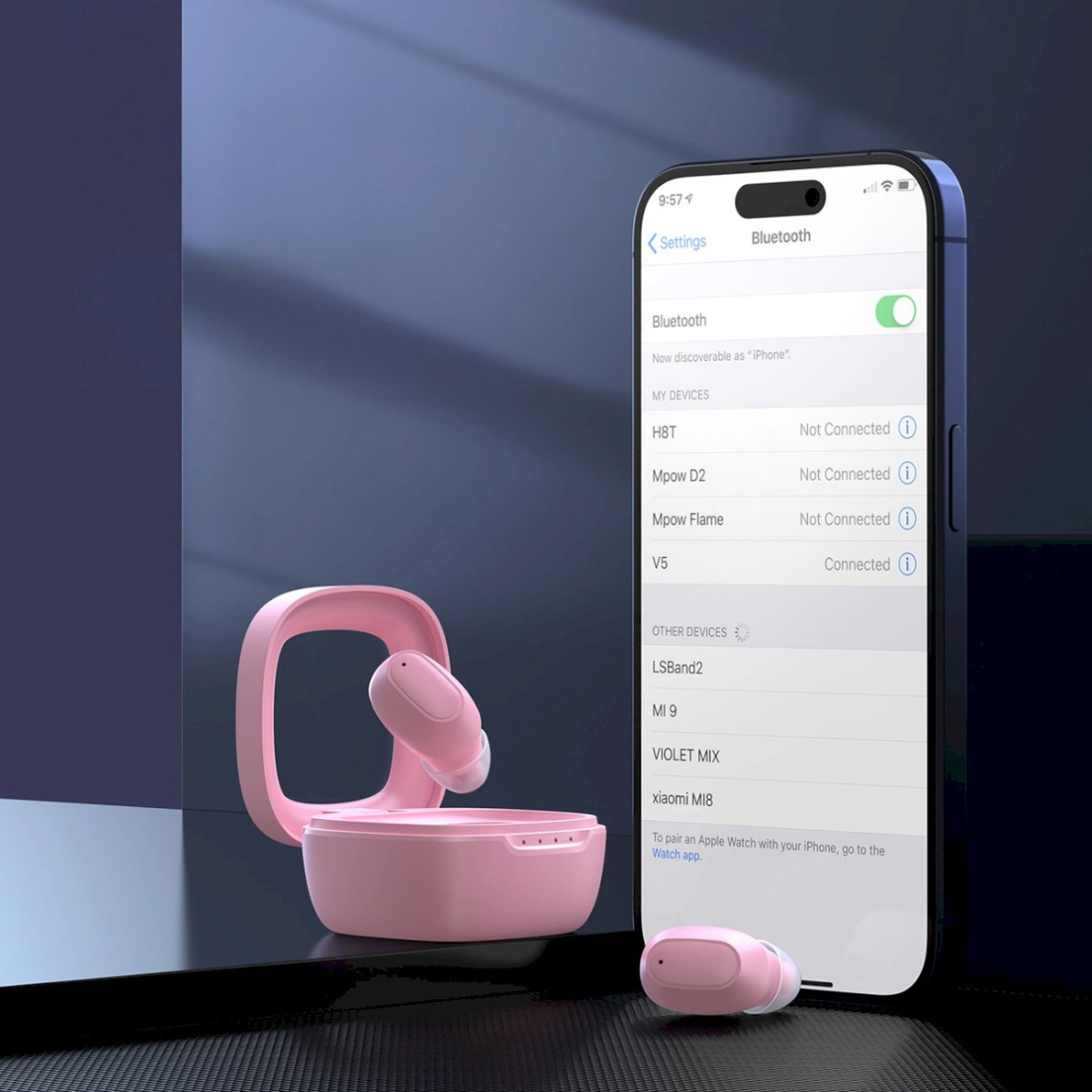 Choetech MEMS belaidės TWS Bluetooth 5.3 ausinės – rožinis 4