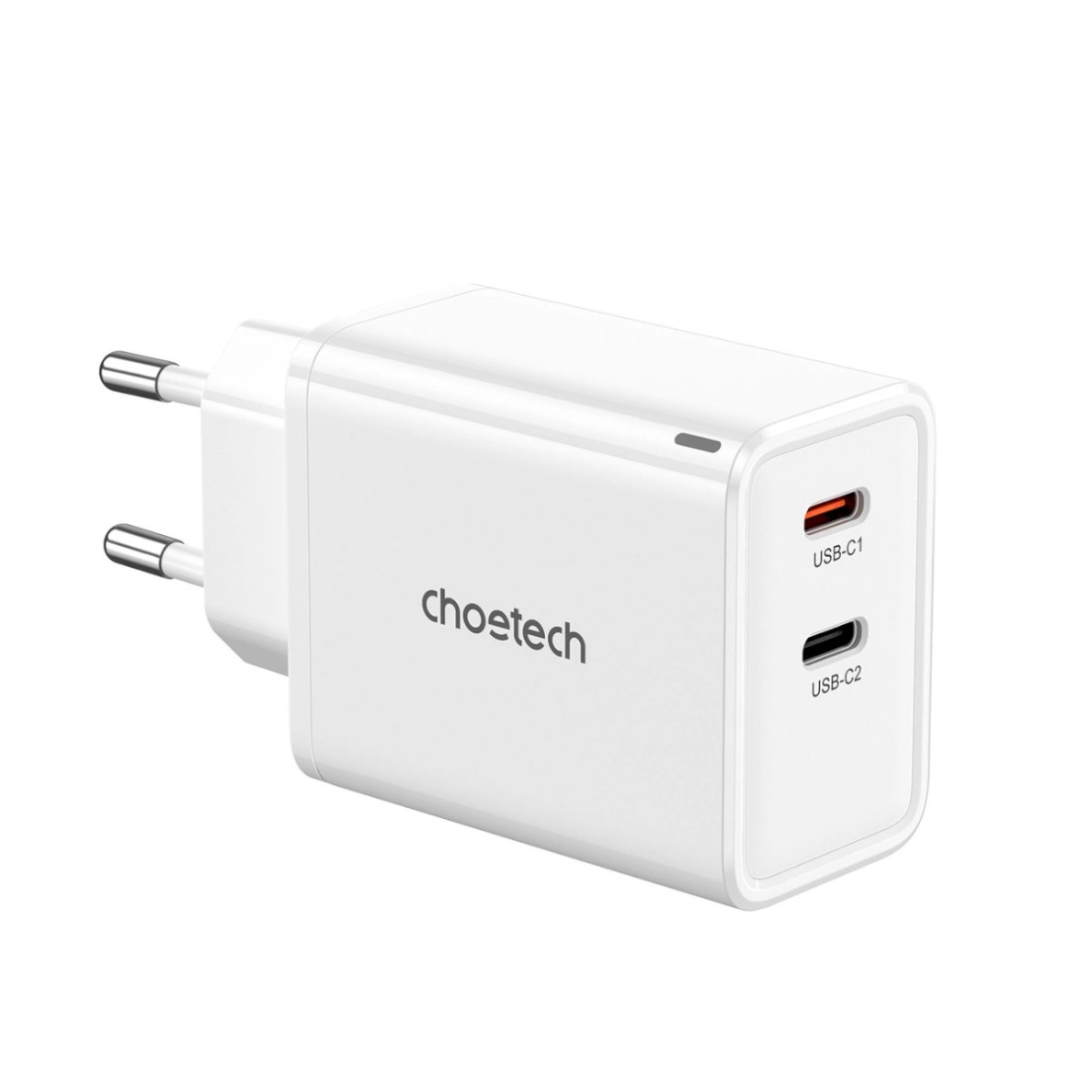 Choetech PD6013 2x USB-C PD 65W GaN wall Įkroviklis - baltas Choetech PD6013 2x USB-C PD 65W GaN wall Įkroviklis - baltas