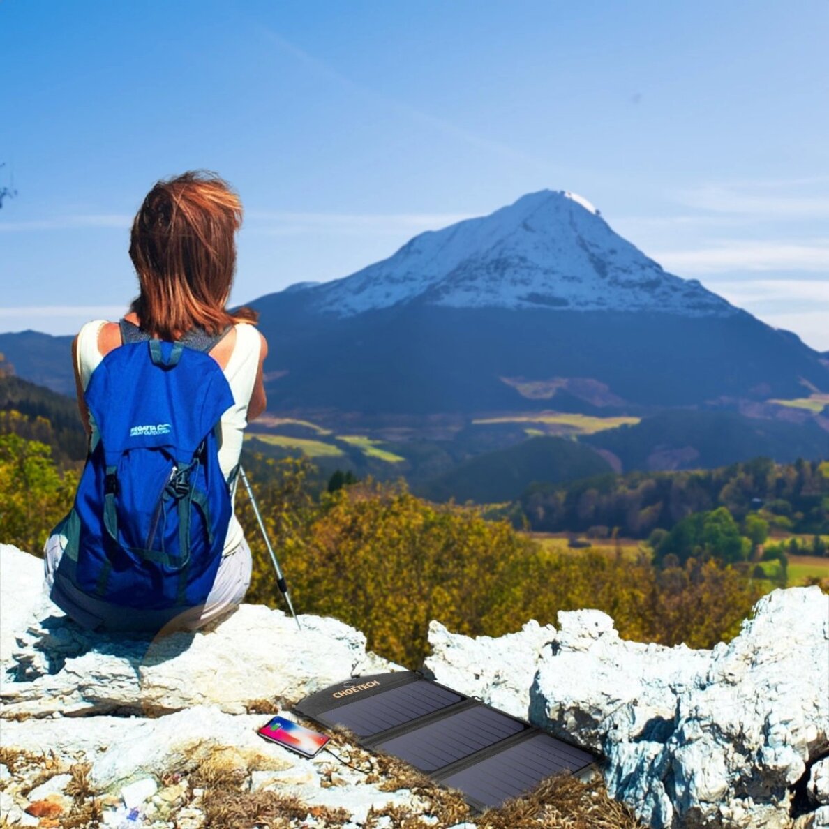 Saulės įkroviklis Choetech SC001 sulankstomas 19 W 2 × USB-A – juodas 11