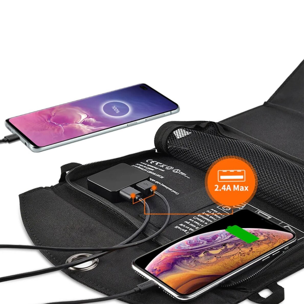 Saulės įkroviklis Choetech SC001 sulankstomas 19 W 2 × USB-A – juodas 9