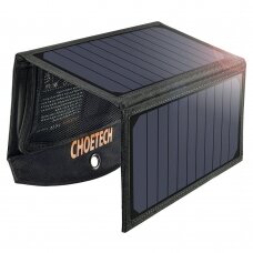 Sulankstomas Saulės Įkroviklis Choetech Foldable Solar Charger 19W 2x USB 2,4A Juodas (SC001)