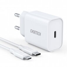 Įkroviklis Choetech USB Type C 20W Power Delivery 3A + USB Type C - Lightning 1.2m Baltas (Q5004-V2-EU-CLWH)
