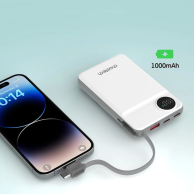 Choetech 10000mAh LED ekranas išorinė baterija su Type-C / Lightning kabeliu + magnetinis belaidis įkroviklis telefonui ir laikrodžiui 8