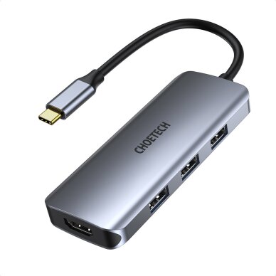 Akcija! Jungčių Daugintuvas Choetech 7in1 multifunctional USB Type C HUB - 3x USB 3.2 Gen 1 / SD ir TF atminties kortelės skaitytuvas / HDMI 4K 30Hz / USB Type C Pilkas (HUB-M19 gray) Akcija! Jungčių Daugintuvas Choetech 7in1 multifunctional USB Type C HUB - 3x USB 3.2 Gen 1 / SD ir TF atminties kortelės skaitytuvas / HDMI 4K 30Hz / USB Type C Pilkas (HUB-M19 gray)