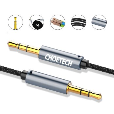 Garso kabelis Choetech AUX002 3.5 mm mini jack (male-male) 1.2 m – juodas 3