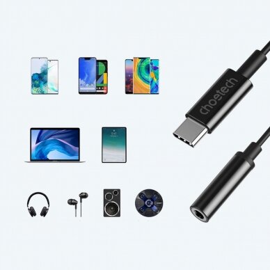 Choetech AUX003 USB-C / DC 3.5mm audio adapter - Juodas 14 Choetech AUX003 USB-C / DC 3.5mm audio adapter - Juodas 14