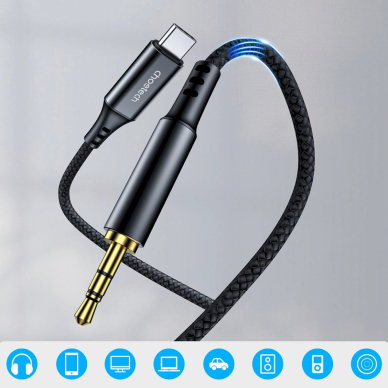 Choetech AUX006 USB-C / mini jack 3.5 mm kabelis 1 m – juodas 1