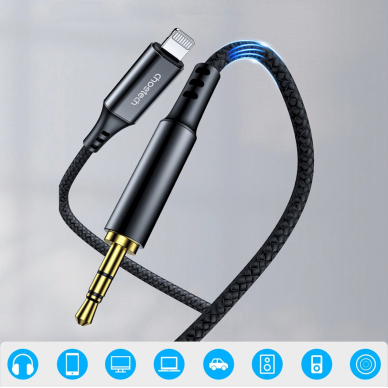 Choetech AUX007 Lightning / mini jack 3.5 mm kabelis 1 m – juodas 1