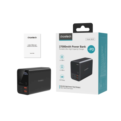 Choetech B635BK USB-A / USB-C Powerbank 22.5W 27000mAh – juodas 2