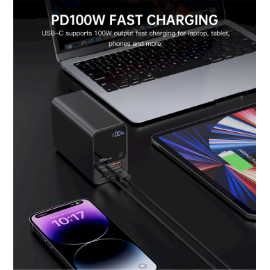 Choetech B635BK USB-A / USB-C Powerbank 22.5W 27000mAh – juodas 5