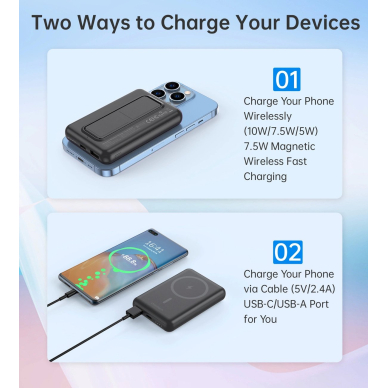 Choetech B662 belaidis MagSafe 5000mAh Powerbank – juodas 4