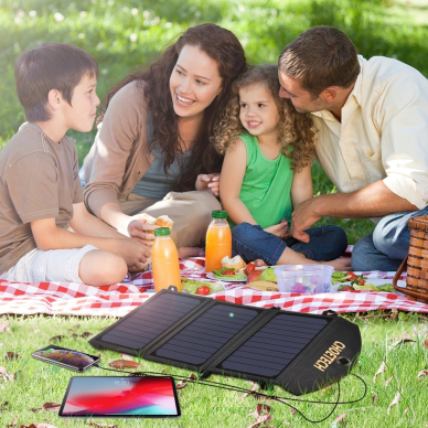 Sulankstomas Saulės Įkroviklis Choetech Foldable Solar Charger 19W 2x USB 2,4A Juodas (SC001) 3 Sulankstomas Saulės Įkroviklis Choetech Foldable Solar Charger 19W 2x USB 2,4A Juodas (SC001) 3