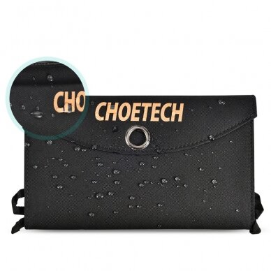 Sulankstomas Saulės Įkroviklis Choetech Foldable Solar Charger 19W 2x USB 2,4A Juodas (SC001) 5