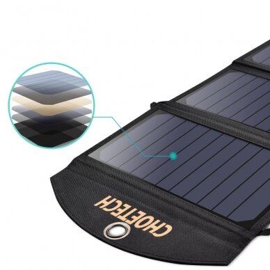 Sulankstomas Saulės Įkroviklis Choetech Foldable Solar Charger 19W 2x USB 2,4A Juodas (SC001) 1