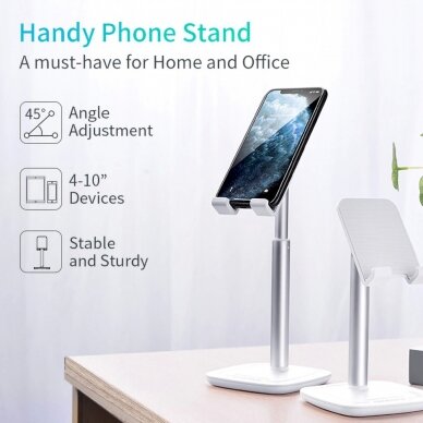 Choetech H035 aluminum stand a phone or tabletadjustment - baltas silver 10 Choetech H035 aluminum stand a phone or tabletadjustment - baltas silver 10