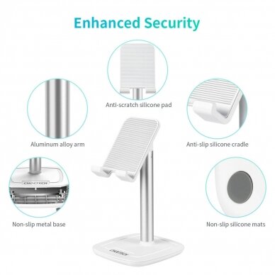 Choetech H035 aluminum stand a phone or tabletadjustment - baltas silver 3 Choetech H035 aluminum stand a phone or tabletadjustment - baltas silver 3