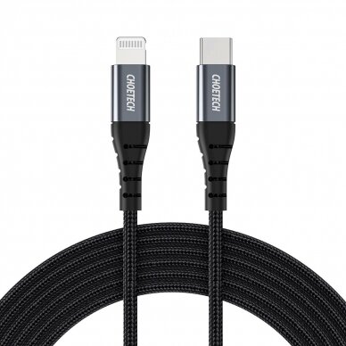 Choetech IP0039 USB-C / Lightning MFi Kabelis, 1.2m long - Juodas Choetech IP0039 USB-C / Lightning MFi Kabelis, 1.2m long - Juodas