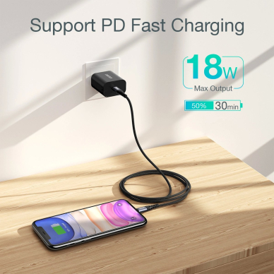 Choetech IP0041 USB-C / Lightning MFi 480Mb/s 3A 2 m Kabelis - Juodas 2 Choetech IP0041 USB-C / Lightning MFi 480Mb/s 3A 2 m Kabelis - Juodas 2