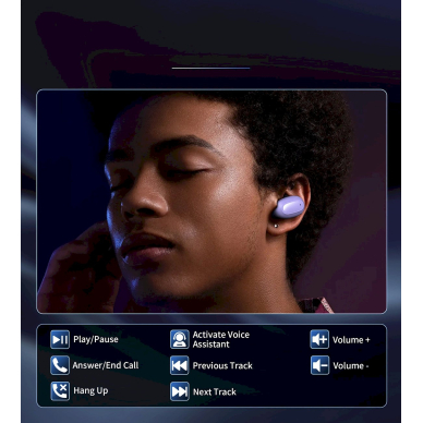 Choetech MEMS belaidės TWS Bluetooth 5.3 ausinės – violetinis 7