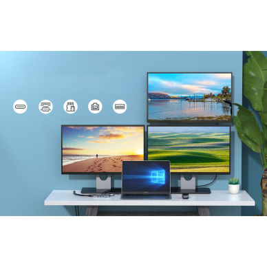 Choetech multifunctional HUB with display 12in1 USB-C to USB-C / USB-A / HDMI / VGA / AUX / SD / TF Pilkas (HUB-M26) 6 Choetech multifunctional HUB with display 12in1 USB-C to USB-C / USB-A / HDMI / VGA / AUX / SD / TF Pilkas (HUB-M26) 6