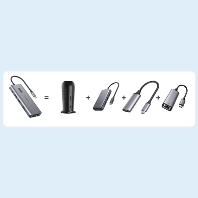 Choetech multifunctional HUB with display 12in1 USB-C to USB-C / USB-A / HDMI / VGA / AUX / SD / TF Pilkas (HUB-M26) 7 Choetech multifunctional HUB with display 12in1 USB-C to USB-C / USB-A / HDMI / VGA / AUX / SD / TF Pilkas (HUB-M26) 7