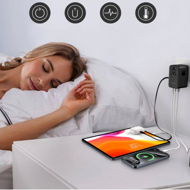 Choetech PD5022 70W kelioninis adapteris EU/US/AUS/UK su integruotu USB-C kabeliu – juodas 7