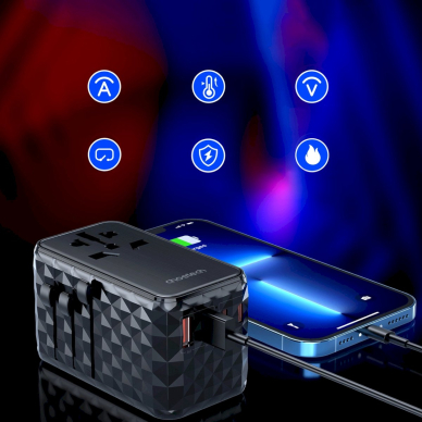 Choetech PD6028 kelioninis adapteris EU/US/AUS/UK 2x USB-C + 2x USB-A 100W – juodas 5