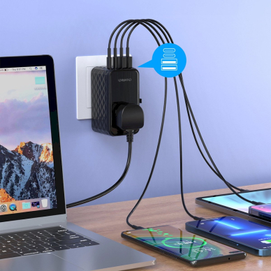 Choetech PD6028 kelioninis adapteris EU/US/AUS/UK 2x USB-C + 2x USB-A 100W – juodas 7