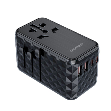 Choetech PD6028 kelioninis adapteris EU/US/AUS/UK 2x USB-C + 2x USB-A 100W – juodas