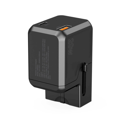 Choetech PD6038 USB-C / USB-A PD 20W kelioninis įkroviklis (USA / EU / UK / AU) – juodas 2